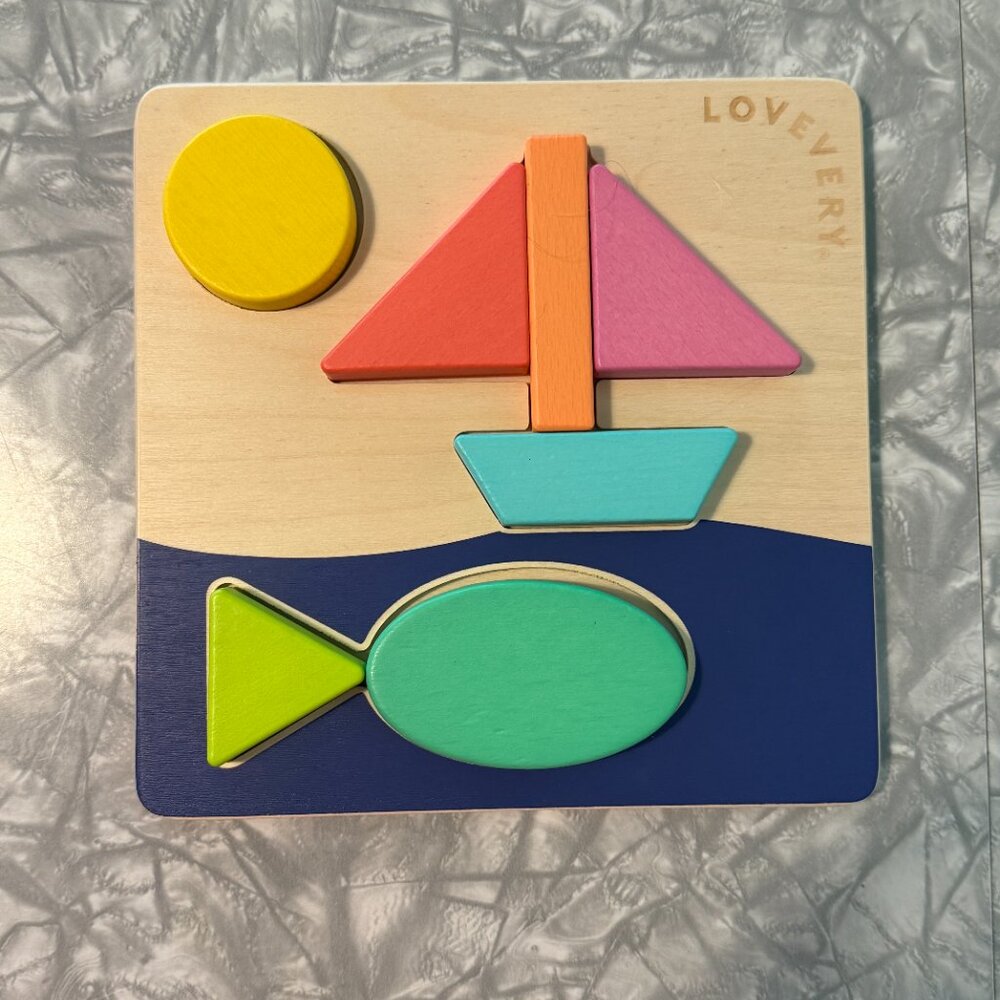 LOVEVERY 2-sided puzzle boat and house